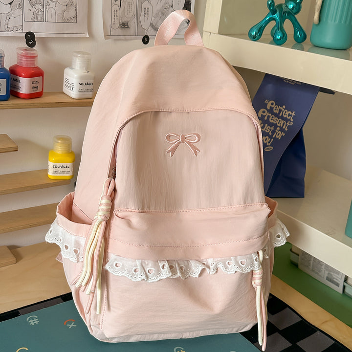 Stylish Embroidered Bow-Accent Backpack Kalsten