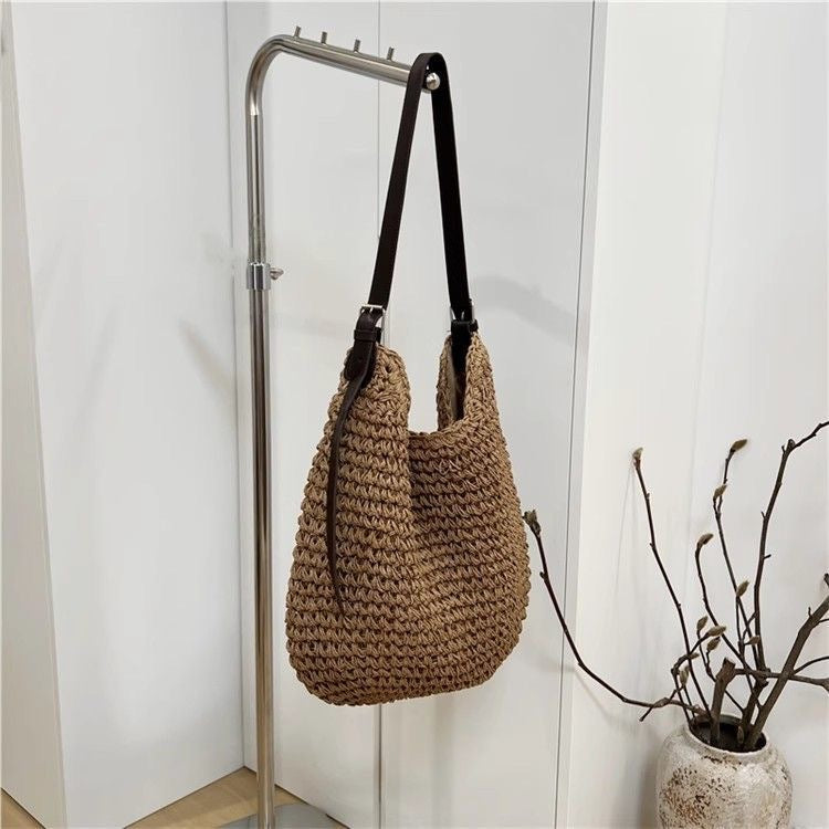 Handcrafted macrame shoulder bag with leather straps Kalsten
