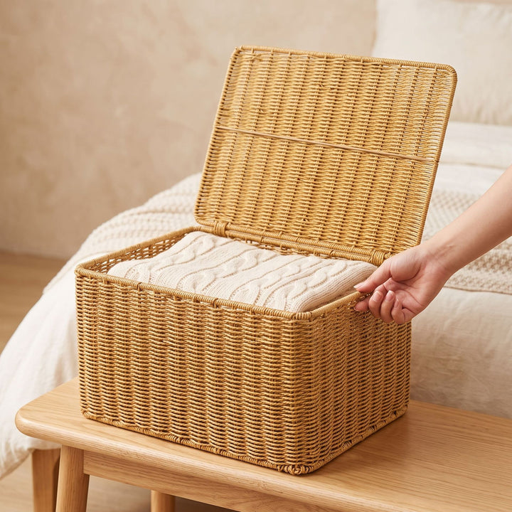 Woven Storage Chest with Lid Kalsten