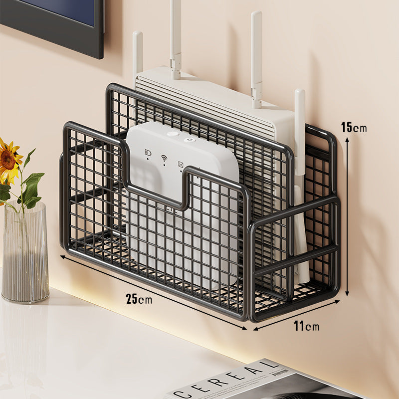 Wall-Mounted Ventilated Router and Remote Storage Basket