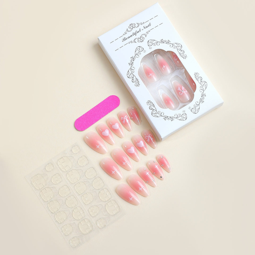 Artificial nail set with romantic hearts and elegant bows Kalsten
