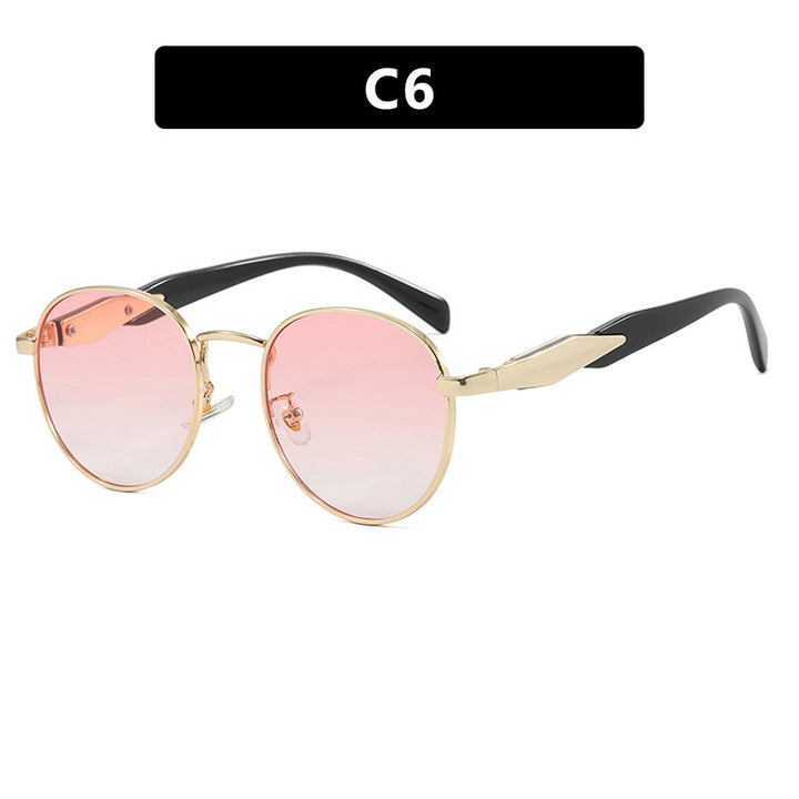 Women's round sunglasses with elegant, golden frame and UV protection Kalsten