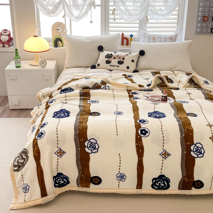 Floral Patterned Fleece Throw Blanket Kalsten