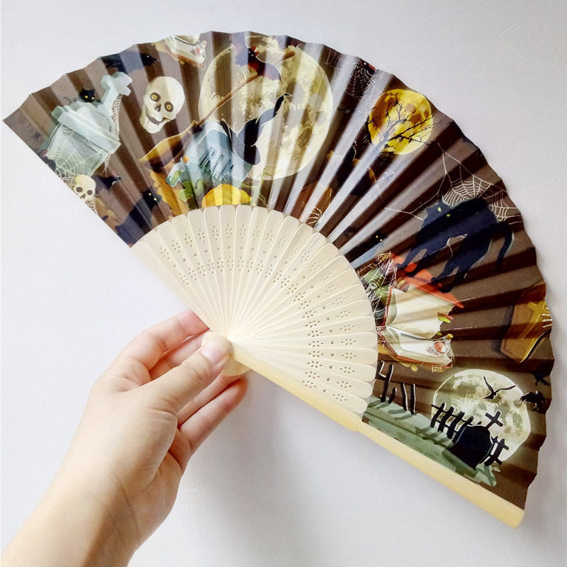 Women decorative fan with Halloween motifs Kalsten