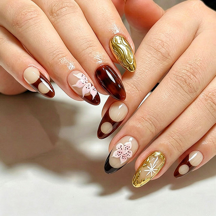 Decorative Floral Press-On Nail Art Set