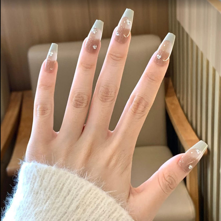 Decorative French Tip Press-On Nails