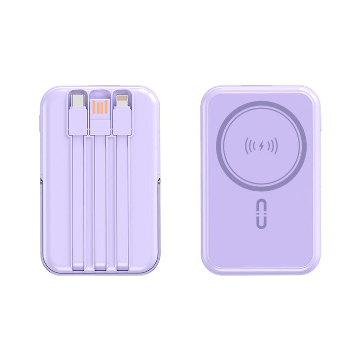 Portable power bank with integrated cable function and wireless charging option Kalsten