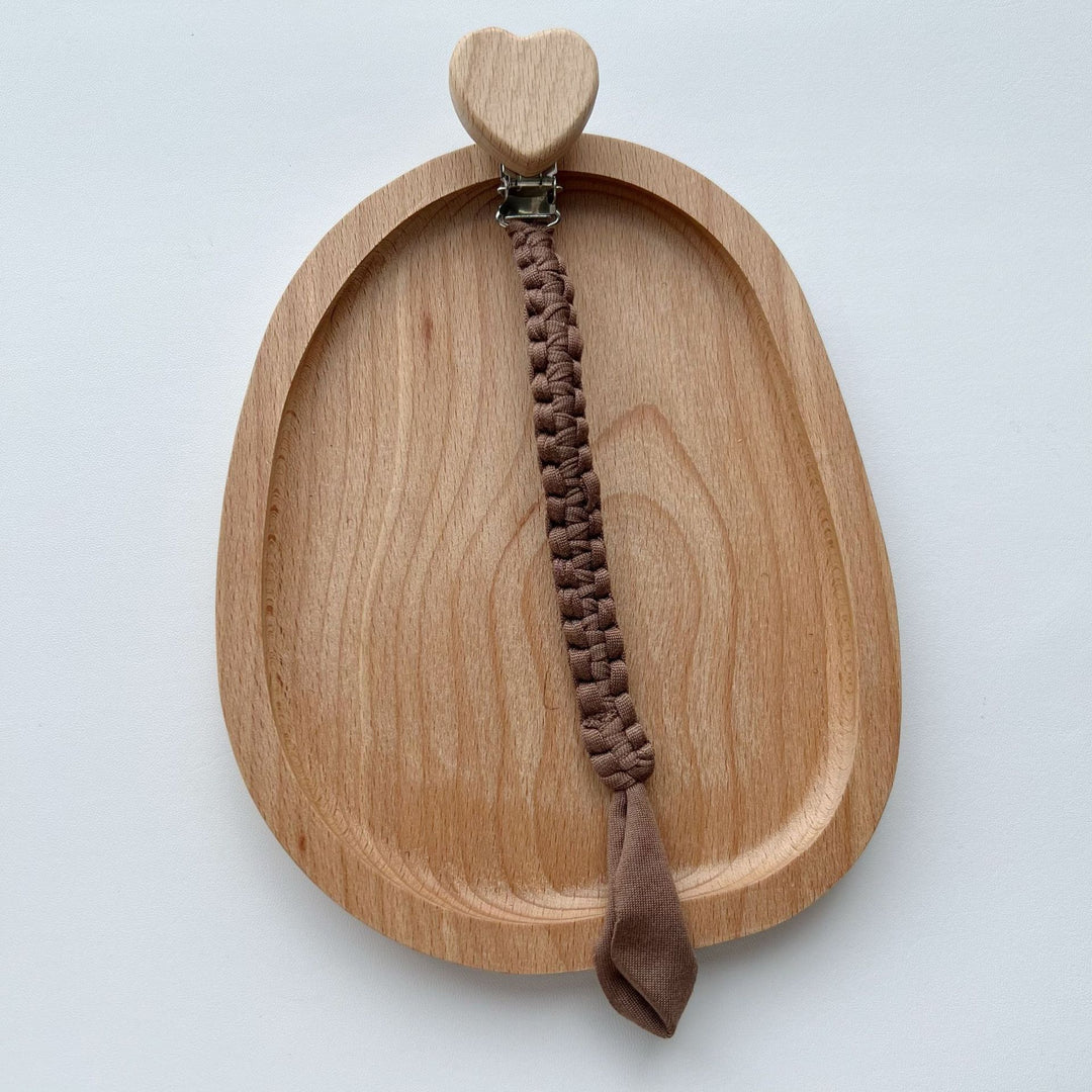 Braided Cotton Pacifier Leash with Wooden Star Safety Clamp