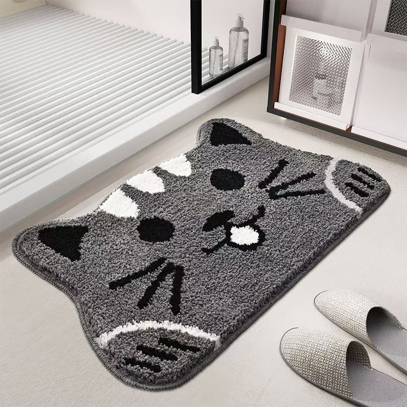 Cat Face Shaped Plush Bath Mat Kalsten