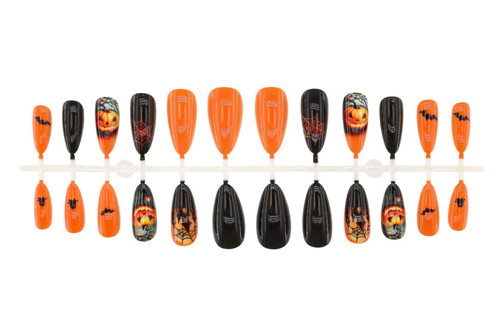 Halloween Artificial Nail Set with Creative Ghost and Pumpkin Designs Kalsten