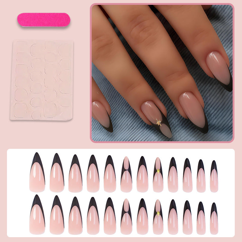Artificial nail set with elegant lace design and glitter details Kalsten