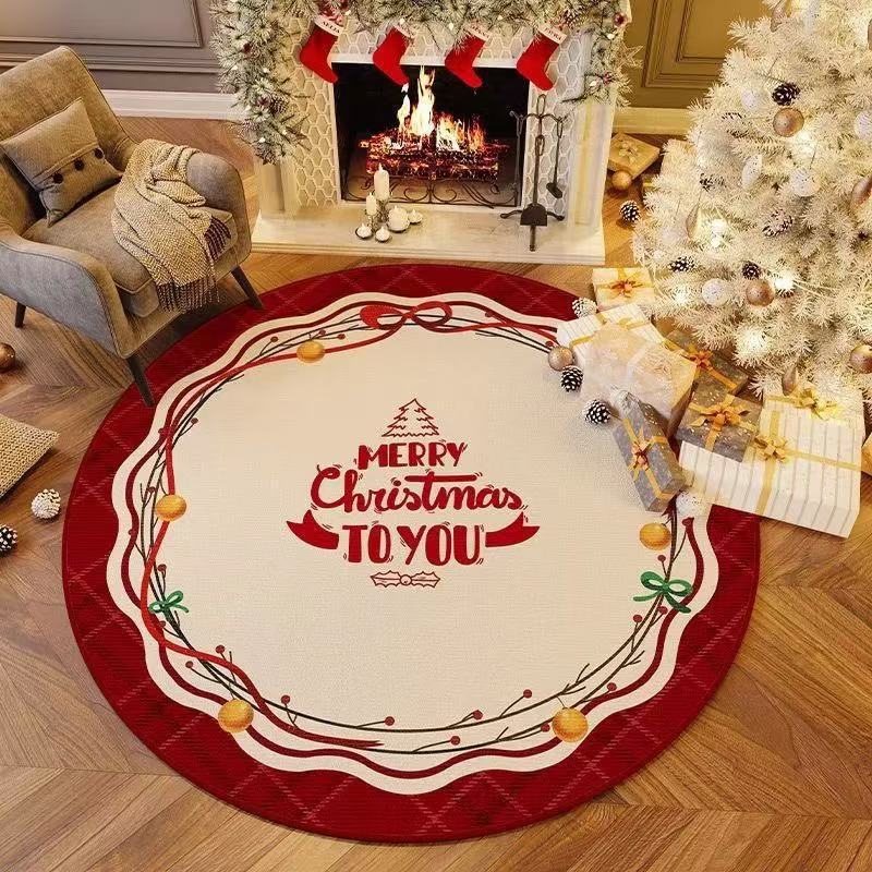 Christmas-Themed Round Area Rug for Home