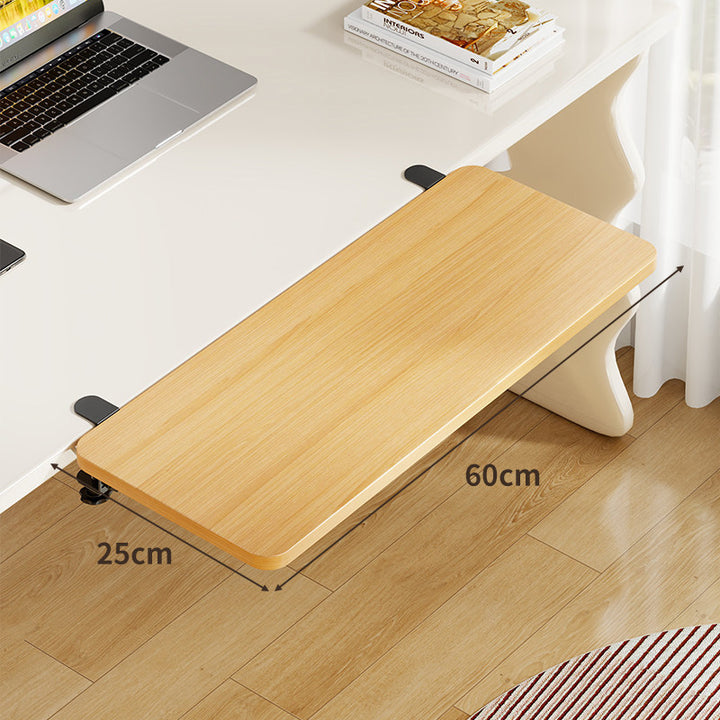 Under-Desk Bamboo Slide-Out Work Surface Clamp-Mounted Keyboard & Mouse Platform