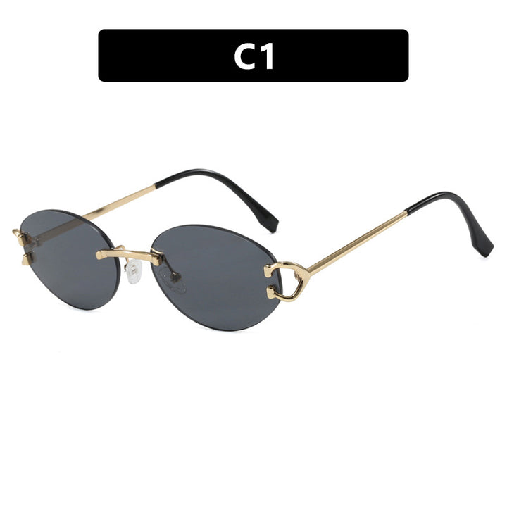Women's elegant oval-shaped sunglasses with fashionable metal frame Kalsten