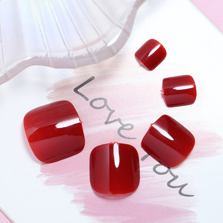 Glossy Red Press-On Toenails Kalsten