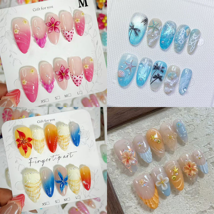 Nail art set with floral patterns and ombre effects Kalsten