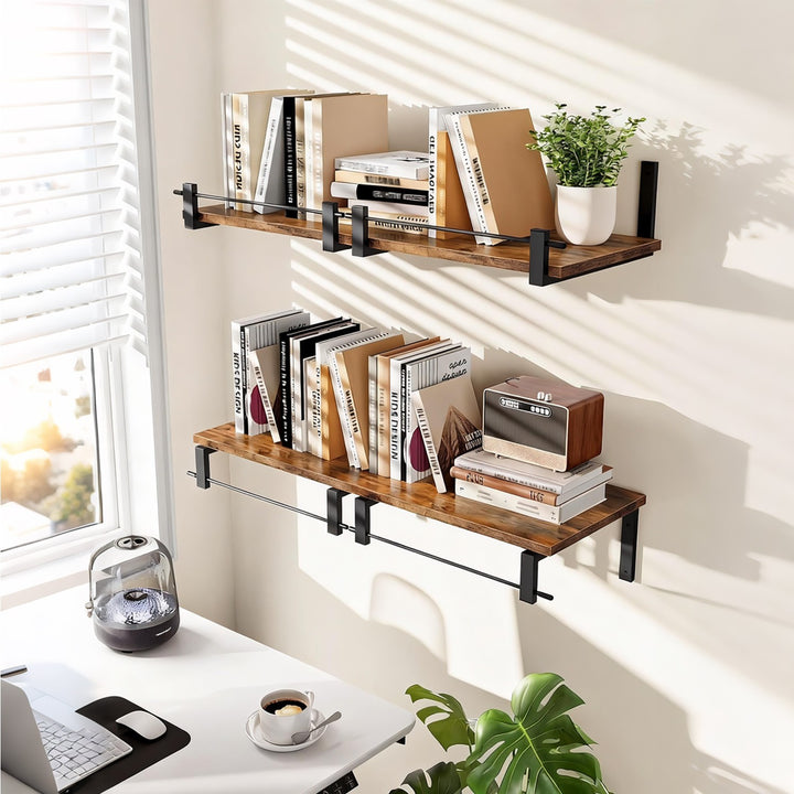 Wall shelf with industrial wood-metal design Kalsten