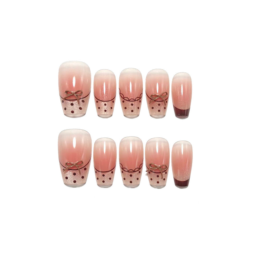 Acrylic Nail Set with Elegant Bow Design Kalsten