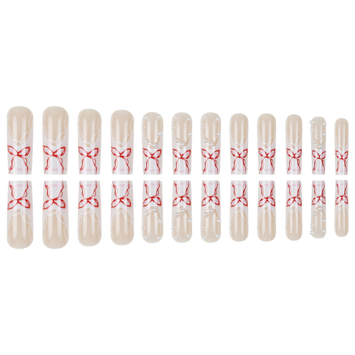 Decorative Press-On Nail Art with Ribbon Accents Kalsten