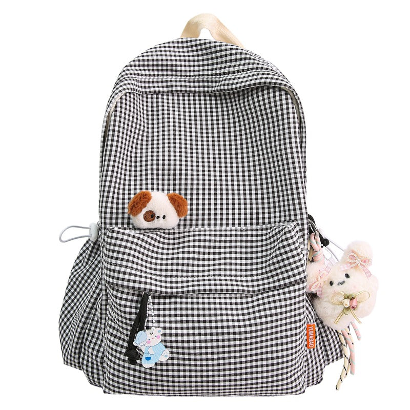 Cute Checked Pattern Backpack