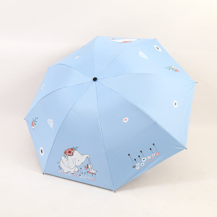 Women Folding Umbrella with Cute Elephant Design Kalsten