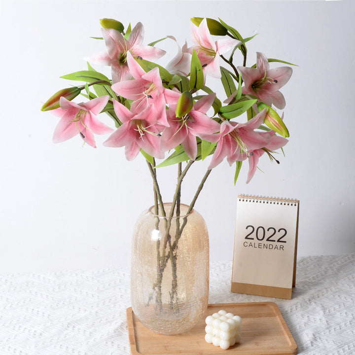 Realistic Artificial Lily Flower Stem Decoration
