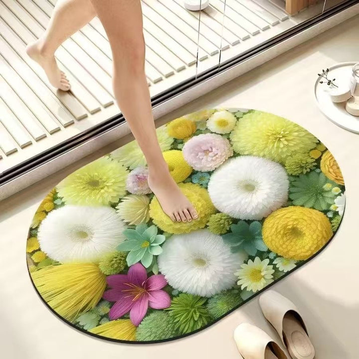 Floral Memory Foam Bath Mat Kalsten