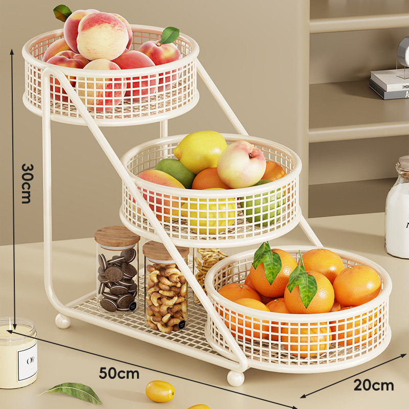 Tiered Angled Mesh Fruit & Produce Organizer with Removable Round Baskets