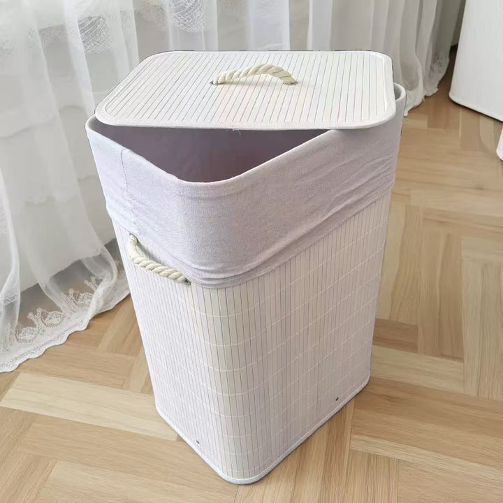 High-quality bamboo laundry container with lid Kalsten