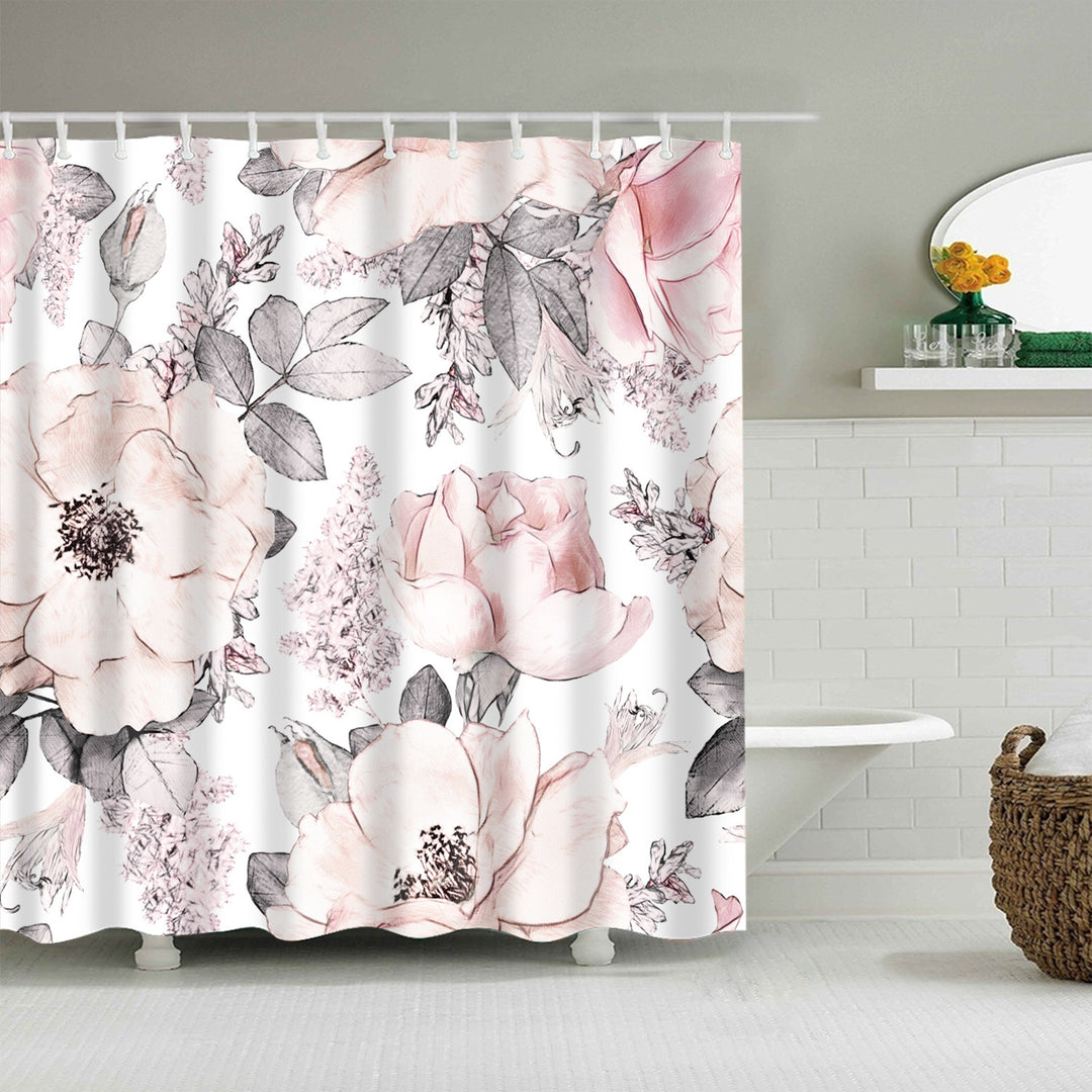 Floral Patterned Bathroom Shower Curtain Kalsten