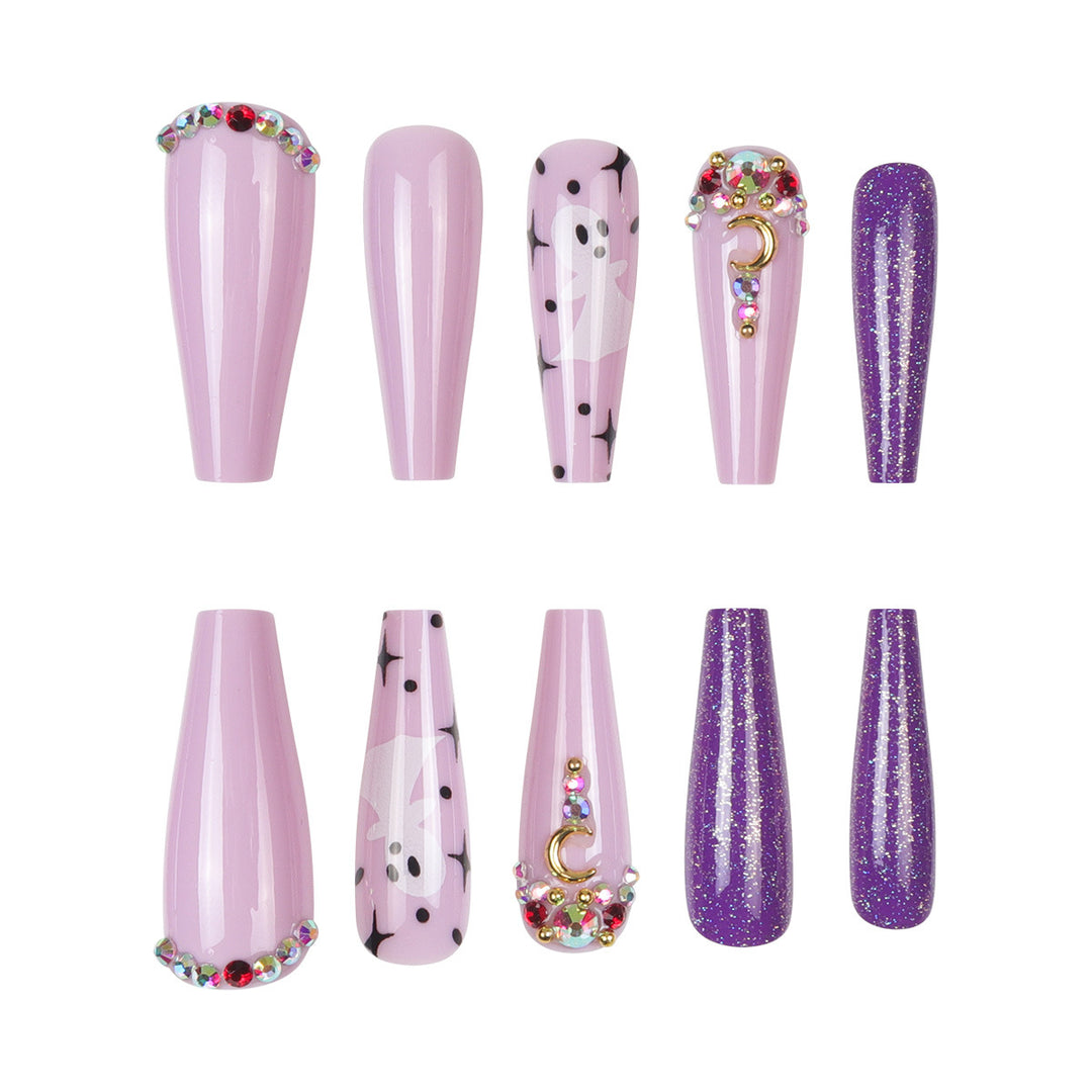 Artistic Stiletto Press-On Nails with Glitter and Decorative Accents Kalsten