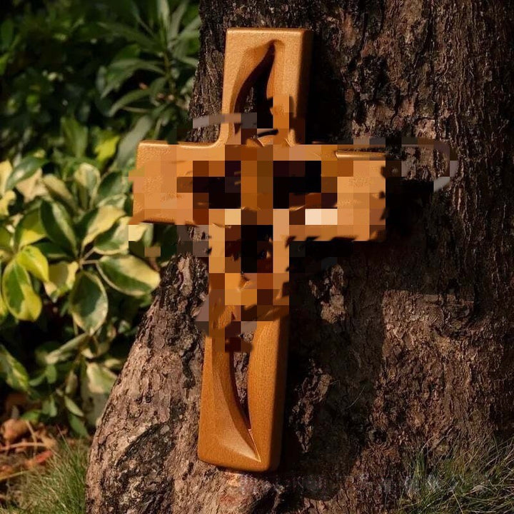 Wooden Heart-Embellished Cross Decoration Kalsten