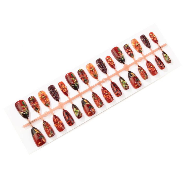 Floral-Embellished Press-On Nail Art Set