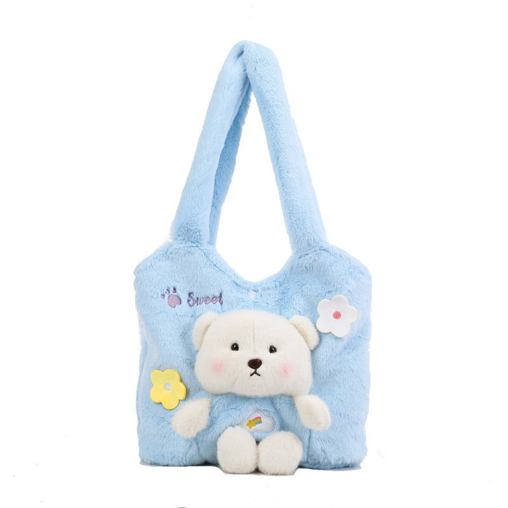 Plush Shoulder Bag with Cute Bear Design Kalsten
