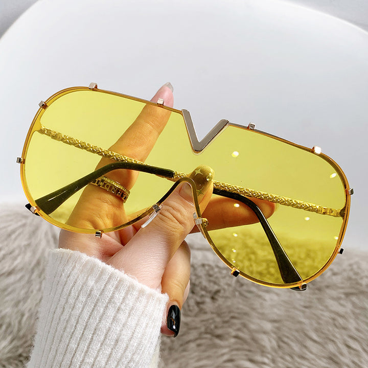 Futuristic Oversized V-Shaped Sunglasses