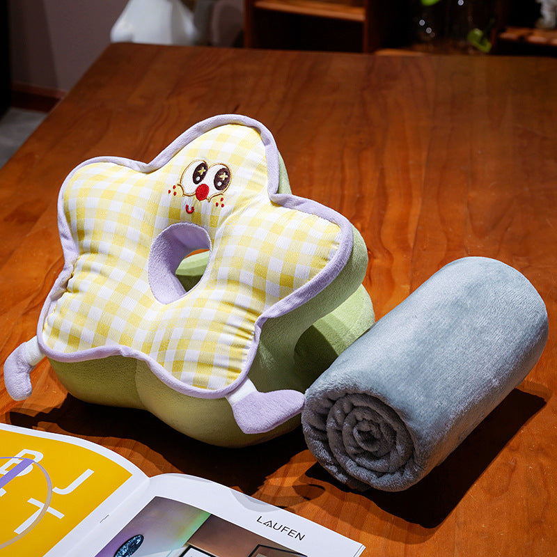 Ergonomic baby head support pillow against flat head, flower-shaped memory cushion