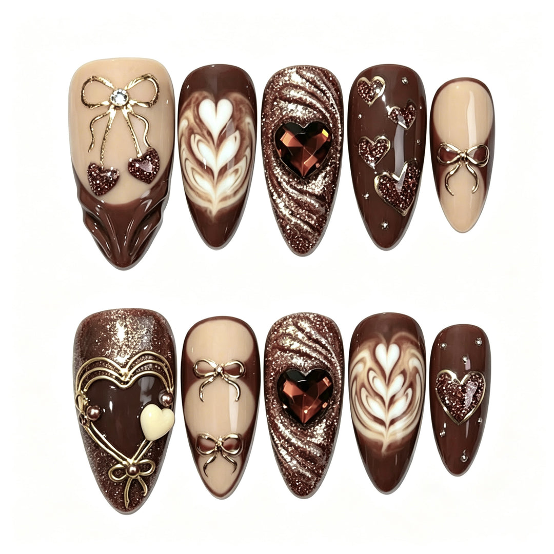 Artistic Gourmet Chocolate-Themed Press-On Nail Art Kalsten
