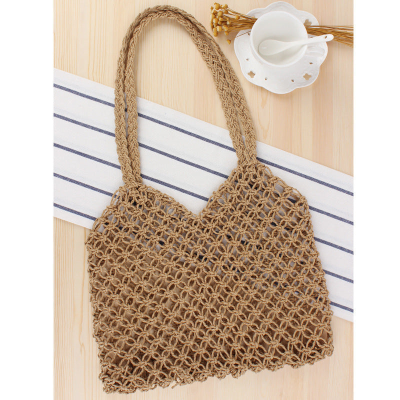 Fashionable net tote bag made from natural materials Kalsten