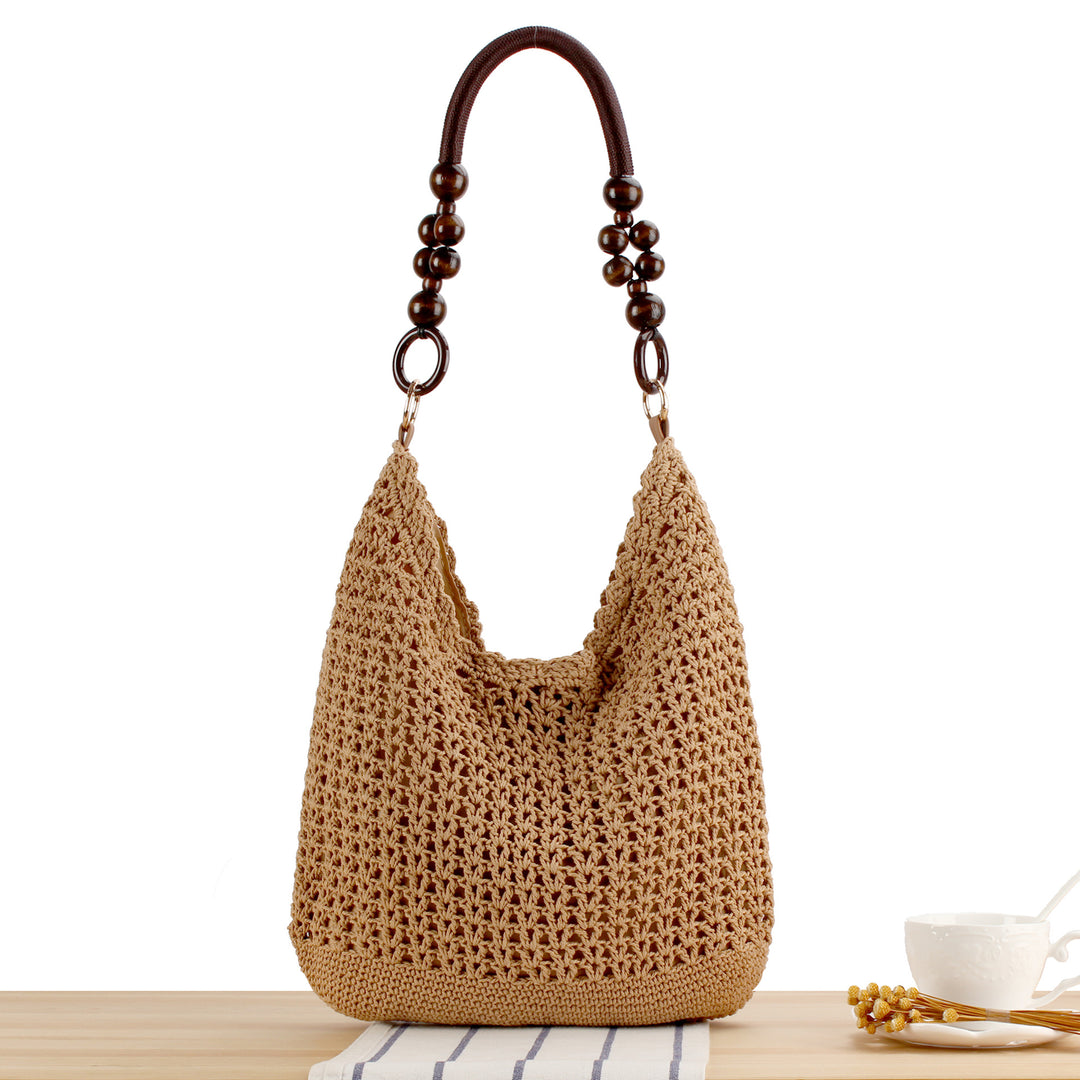 Fashionable shoulder bag with unique wooden handles Kalsten