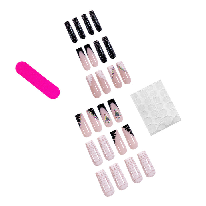 Exclusive artificial nails with glitter details and geometric designs Kalsten