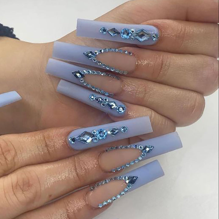 Decorative Acrylic Press-On Nails with Rhinestone Accents Kalsten