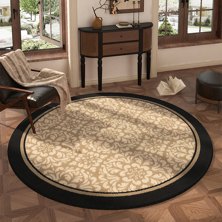 Round Floral Design Area Rug