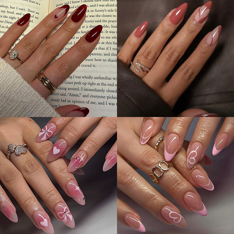 Nail art set with elegant heart and flower decorations Kalsten