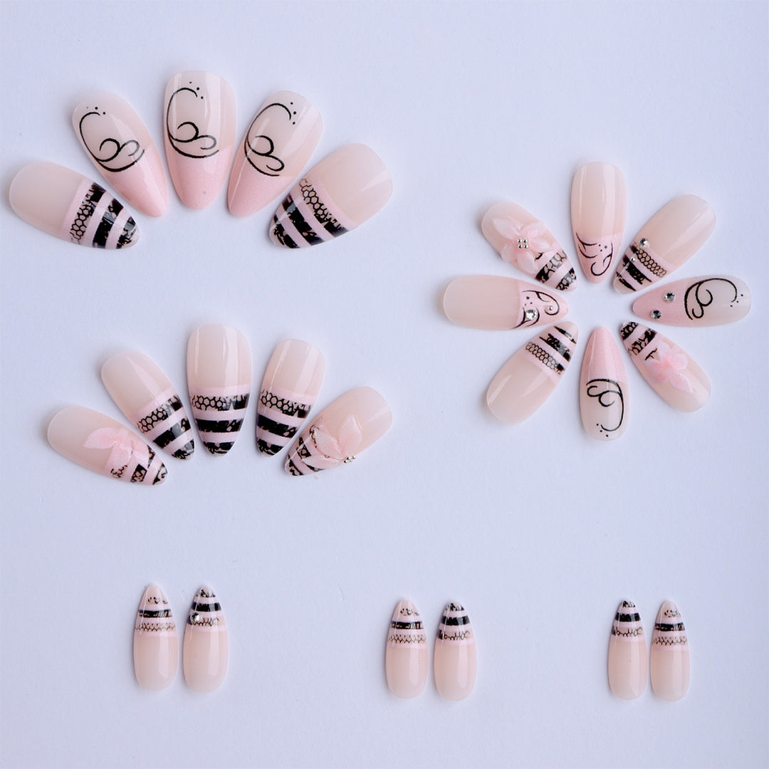 Artful Nail Extensions with Elegant 3D Decorations Kalsten