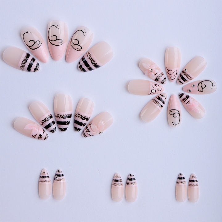 Artful Nail Extensions with Elegant 3D Decorations Kalsten