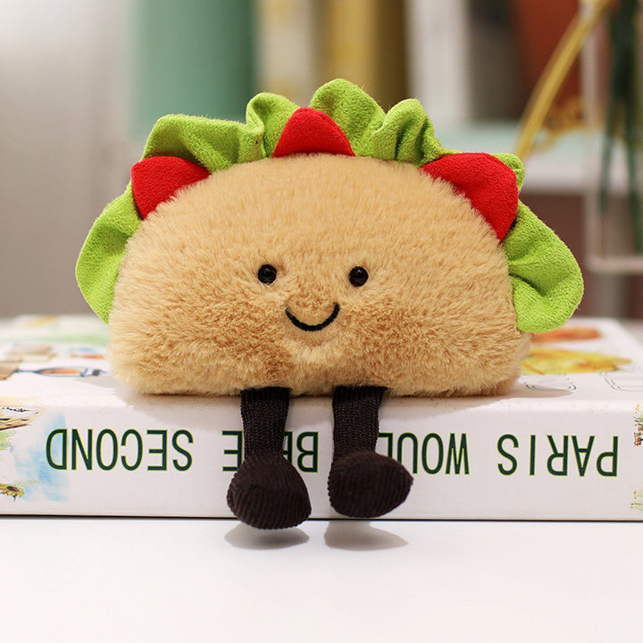 Plush Taco Character Sitting Toy with Dangling Corduroy Legs Kalsten