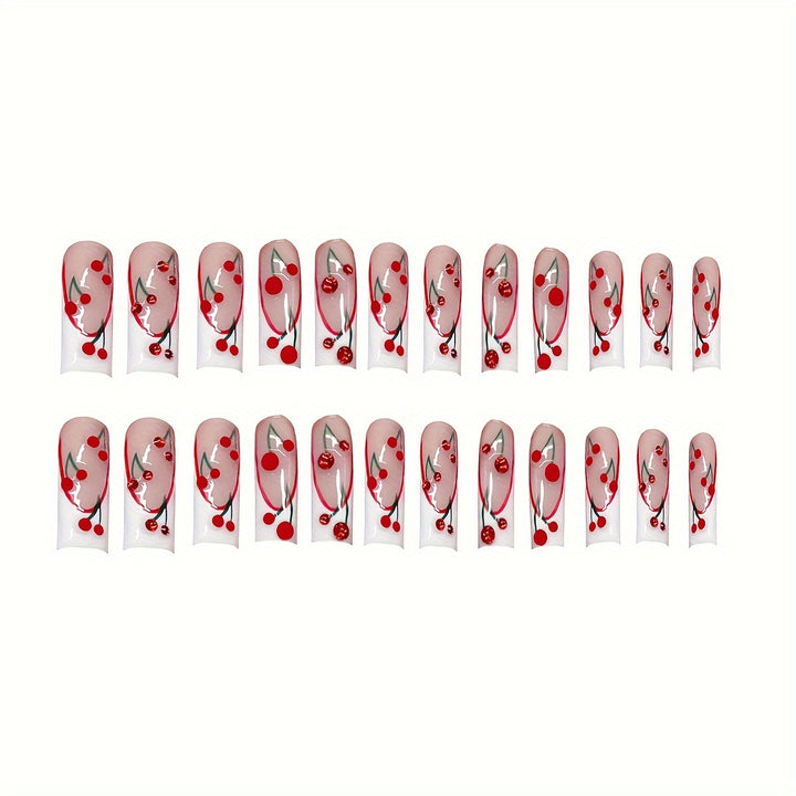 Decorative Cherry-Themed Press-On Nails Kalsten