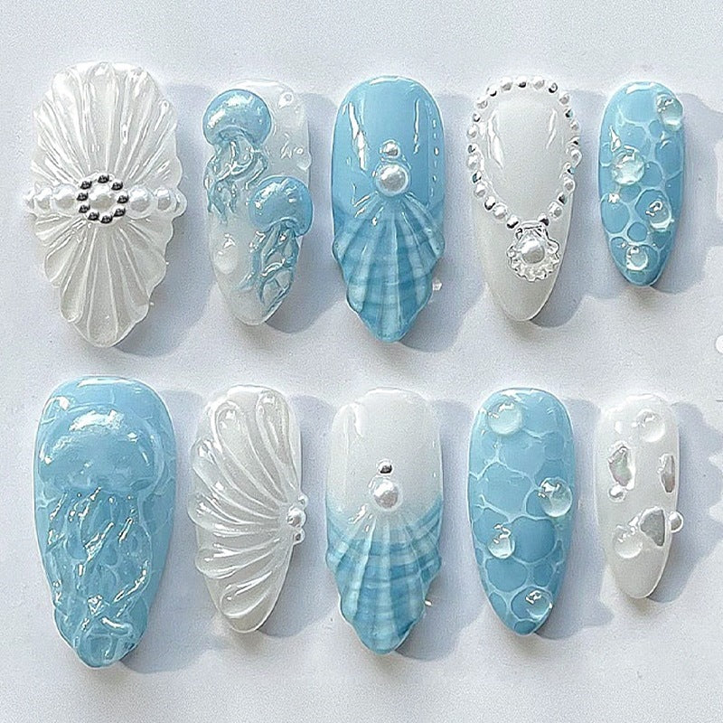 Acrylic nail set with exquisite 3D elements and elegant designs Kalsten