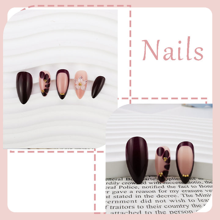 Acrylic nail set with elegant floral patterns and glamour accents Kalsten