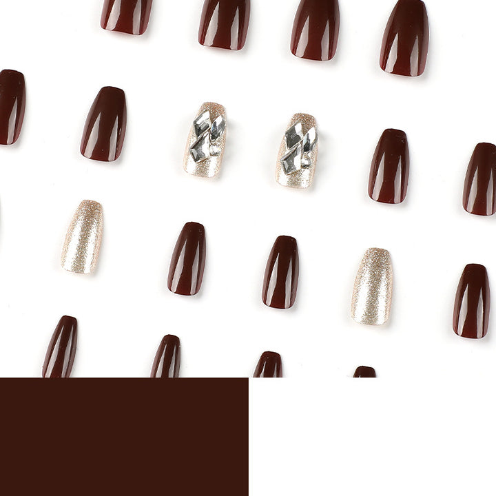 Artfully designed Gel nails with rhinestone decorations Kalsten